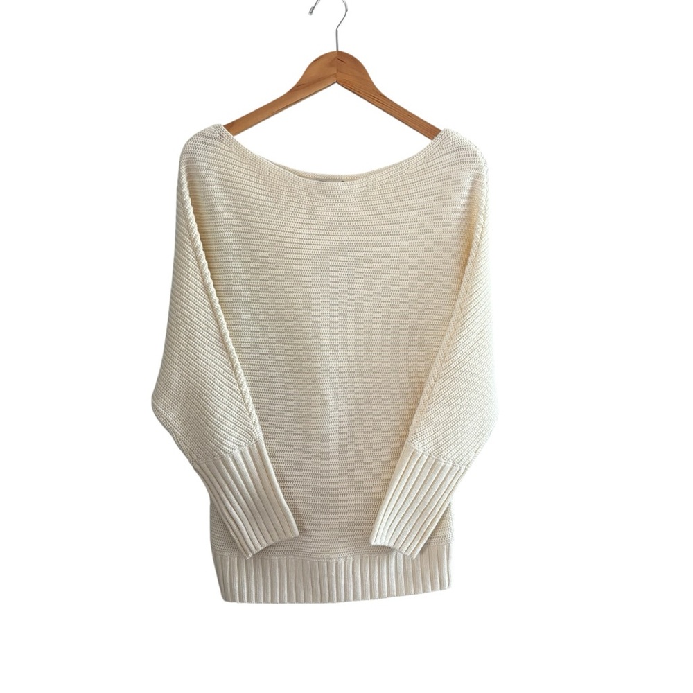 NWT BEBE Cardigan Stitch Dolman Sweater Ivory Size S